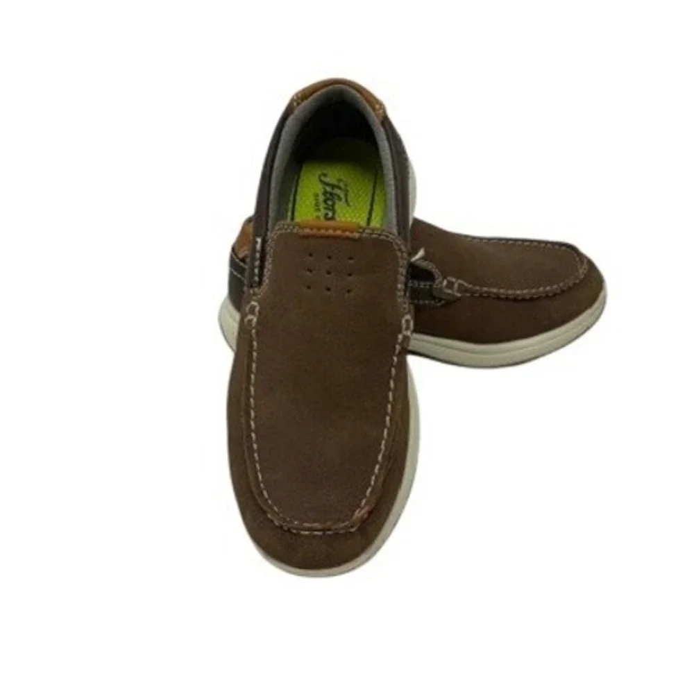 Florsheim Kids Brown Slip On Loafers Moc Toe Comfortech Shoes 10.5M